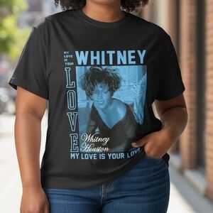• My Love• Whitney Houston Black Crewneck Graphic Tee